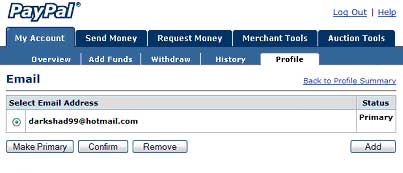 Paypal account